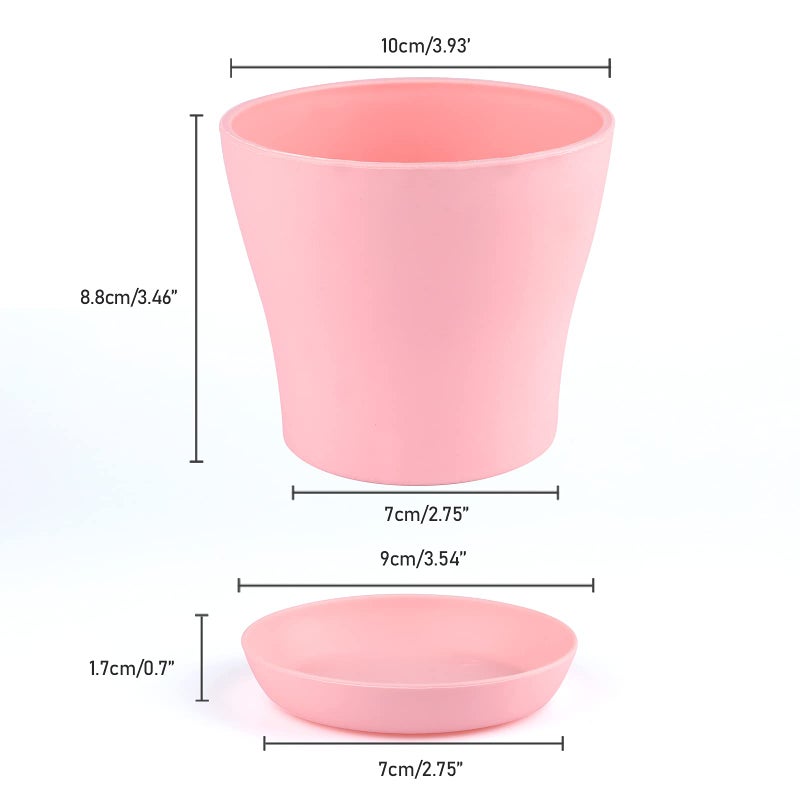 KINGLAKE 8 Pcs 4" Plastic Plant Flower Seedlings Nursery Pot/Pots Planter Colorful Flower Plant Container Seed Starting Pots with Pallet and Drainage Holes for Home Garden Flowers Plants,8 Colors - Image 2